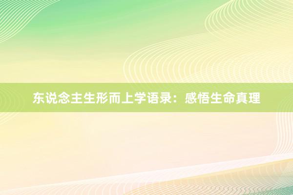 东说念主生形而上学语录：感悟生命真理