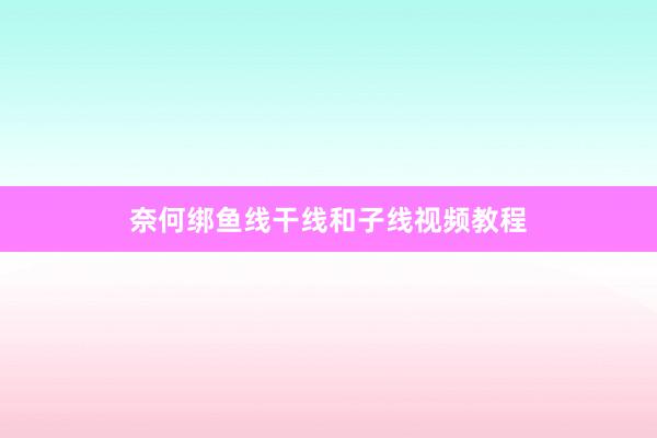 奈何绑鱼线干线和子线视频教程